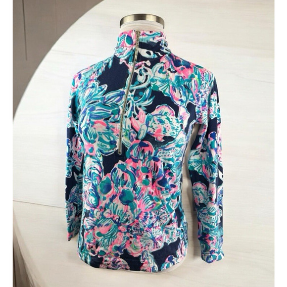 Lilly Pulitzer Skipper Popover UPF Quarter Zip Long Sleeve Printed Jacket Small - Picture 14 of 14